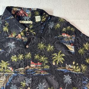Batik Bay XL Hawaiian Short Sleeve Resort Palmtrees Lighthouse and multi Boats